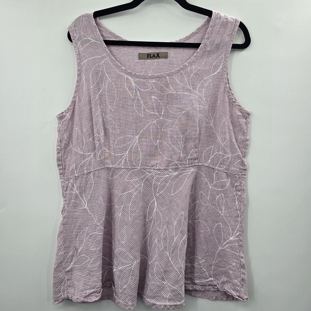FLAX Pink Floral Linen Tunic Tank Top Womens Medium - Picture 5 of 7